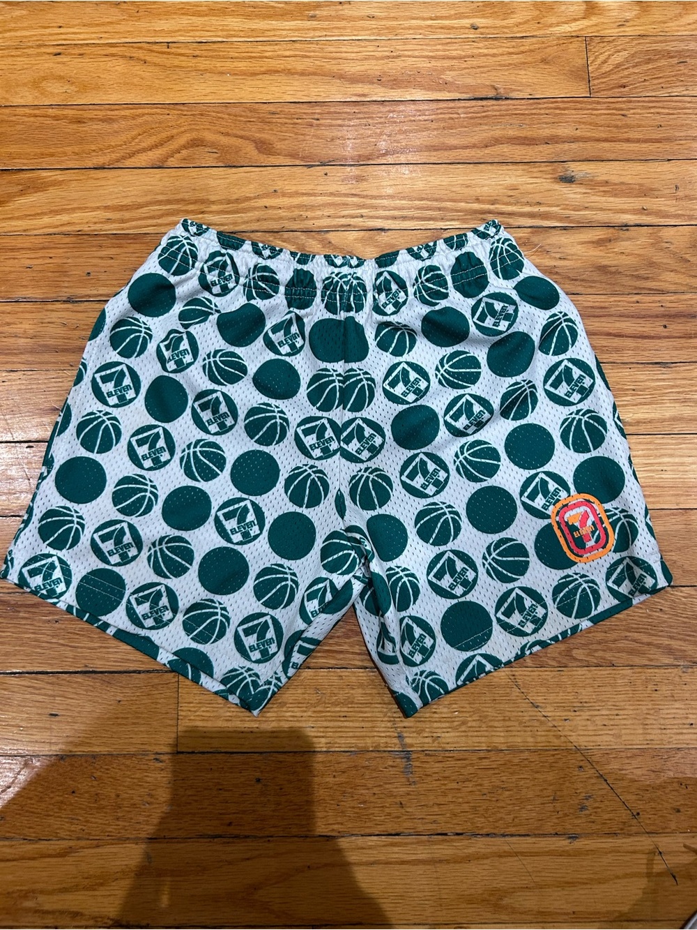 711 x overtime Boys Green Basketball Mesh Shorts